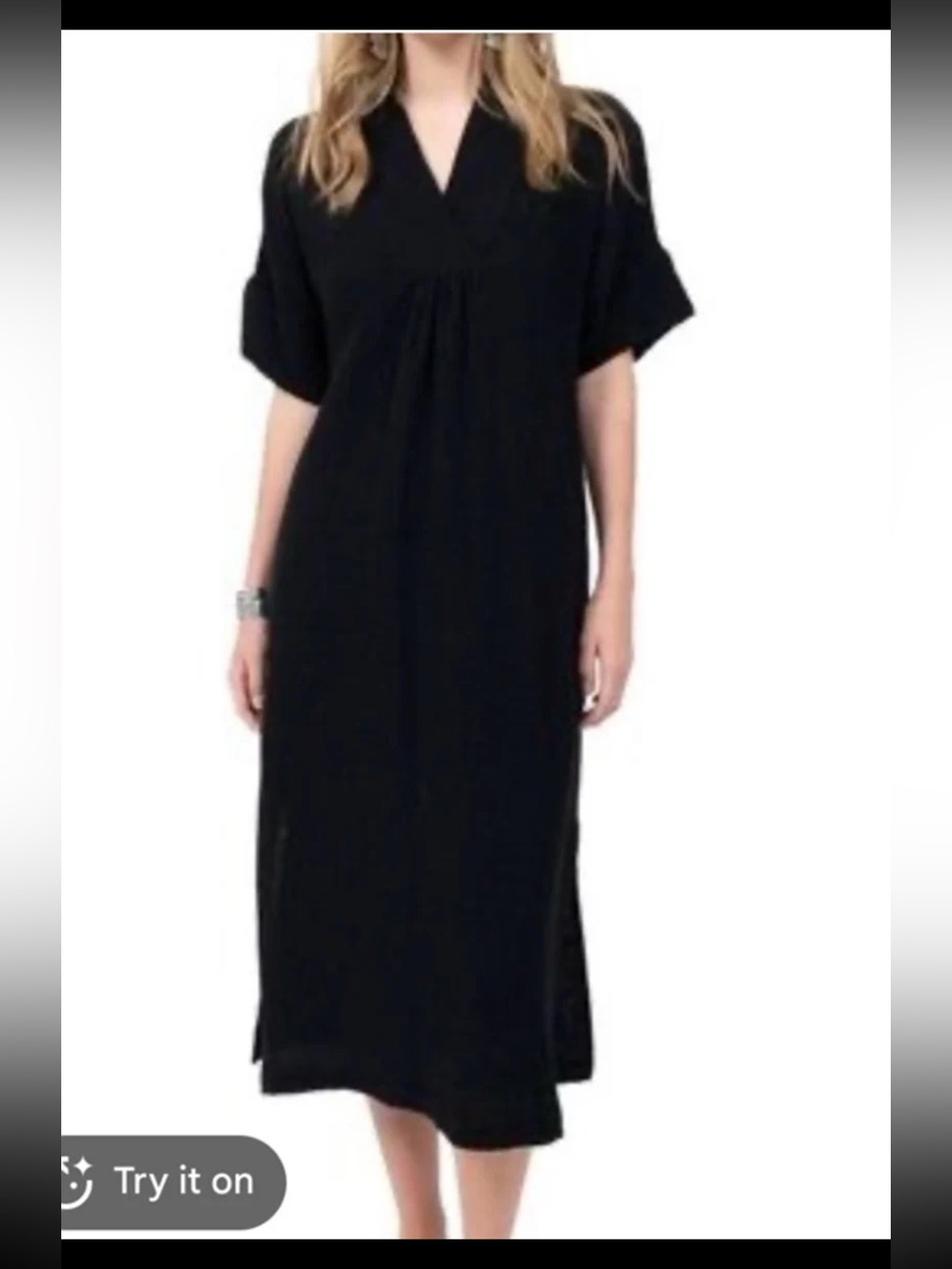 Uncle Frank Black Cotton Gauze Pullover Oversized Midi Dress size Small/Medium - Picture 3 of 12